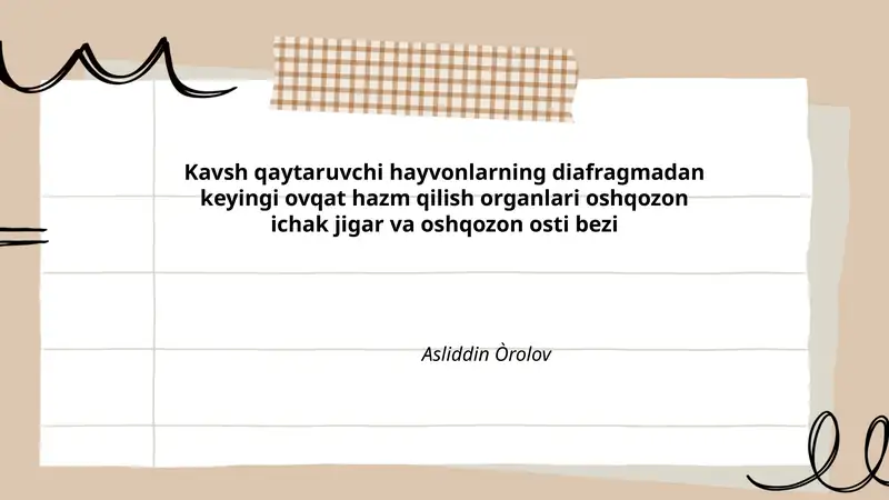 Kavsh qaytaruvchi oshqozon organlari