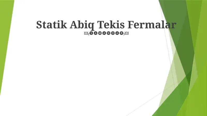 Statik Abiq Tekis Fermalar