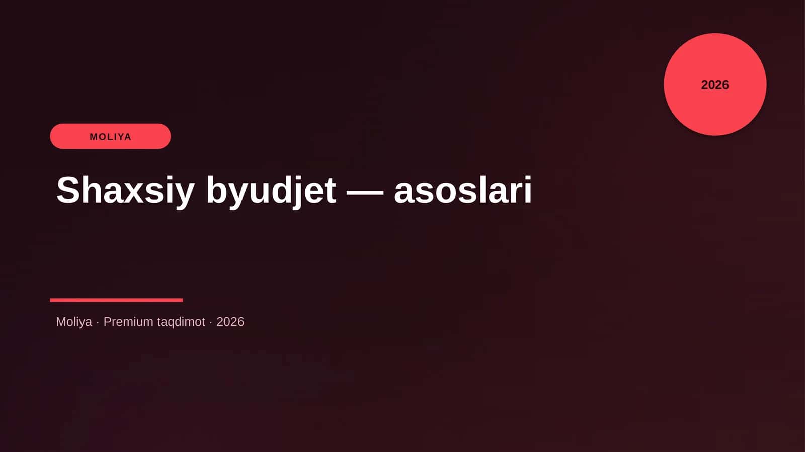 Shaxsiy byudjet — asoslari