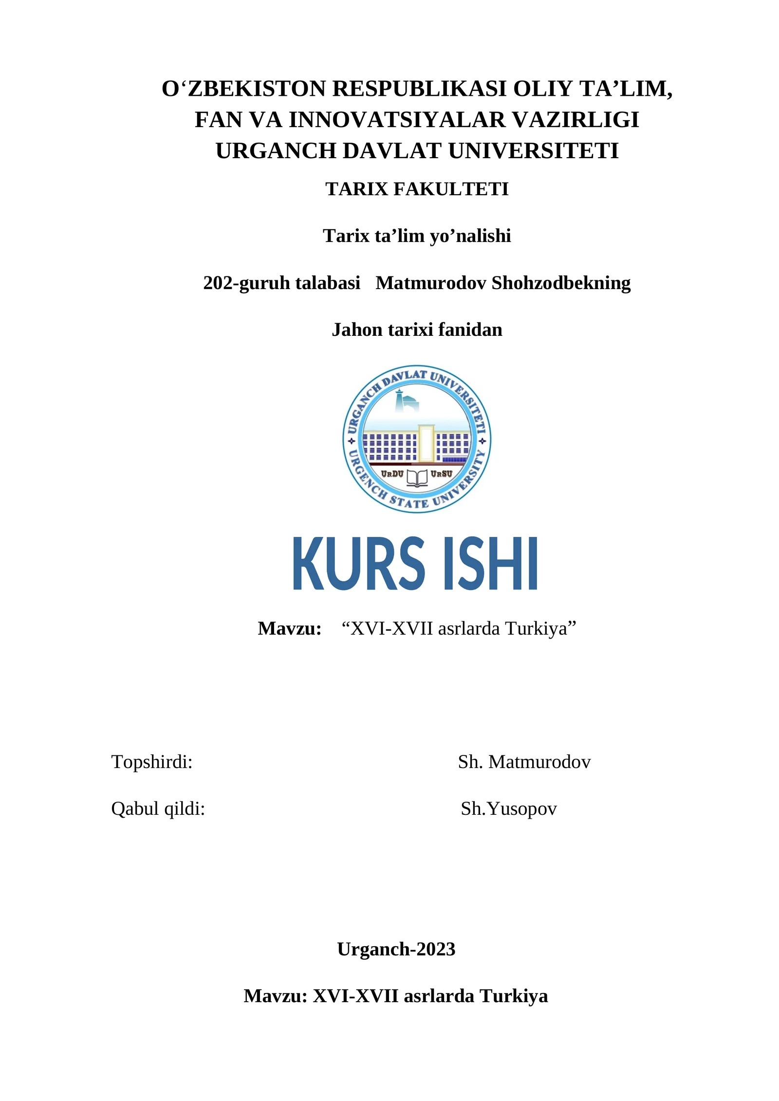 XVI-XVII asrlarda Turkiya