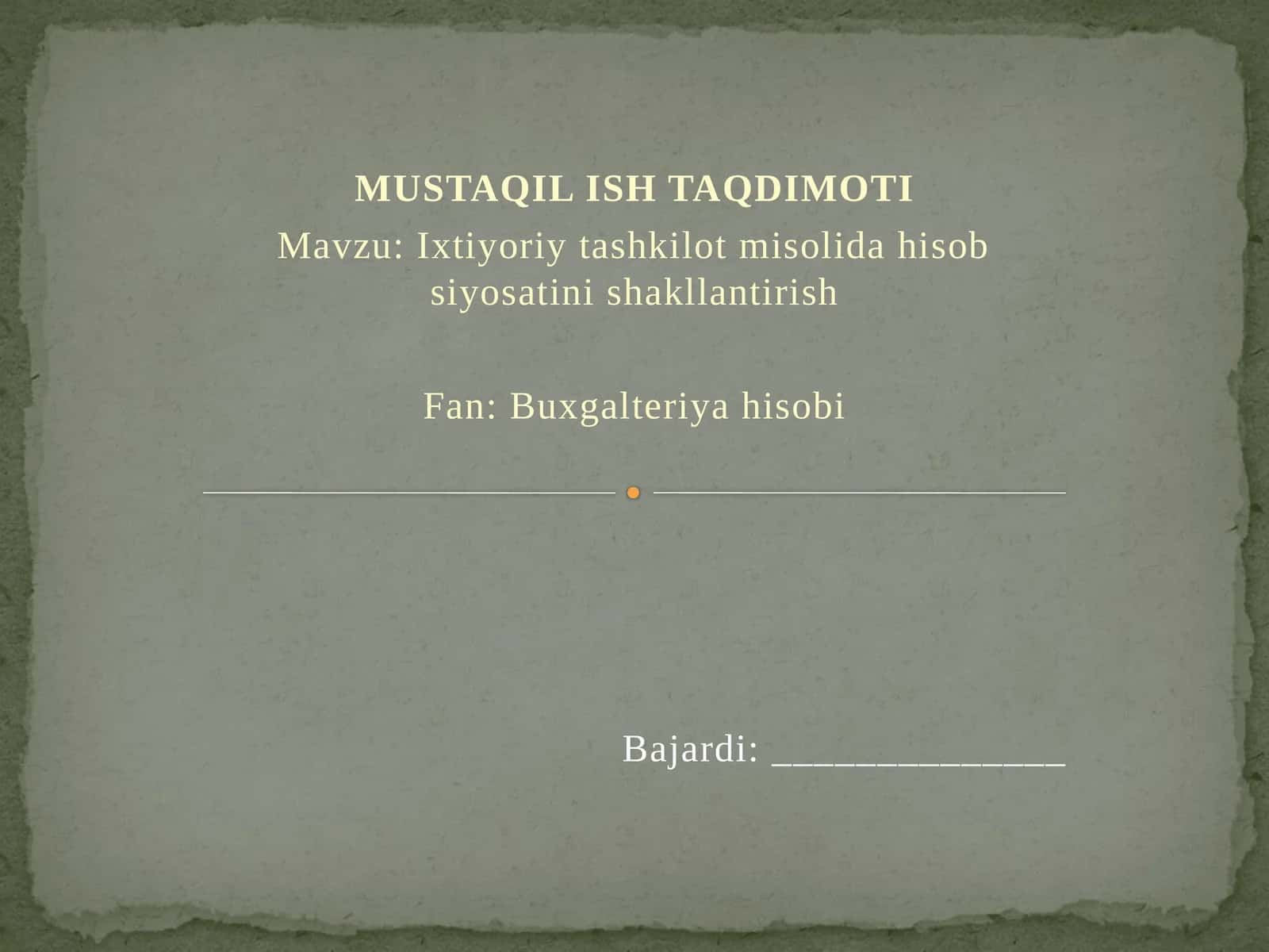 MUSTAQIL ISH TAQDIMOTI