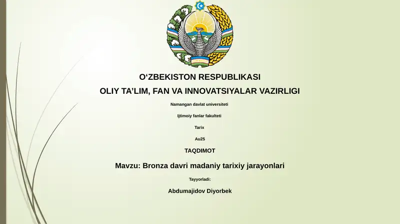 Bronza davri madaniy tarixiy jarayonlari
