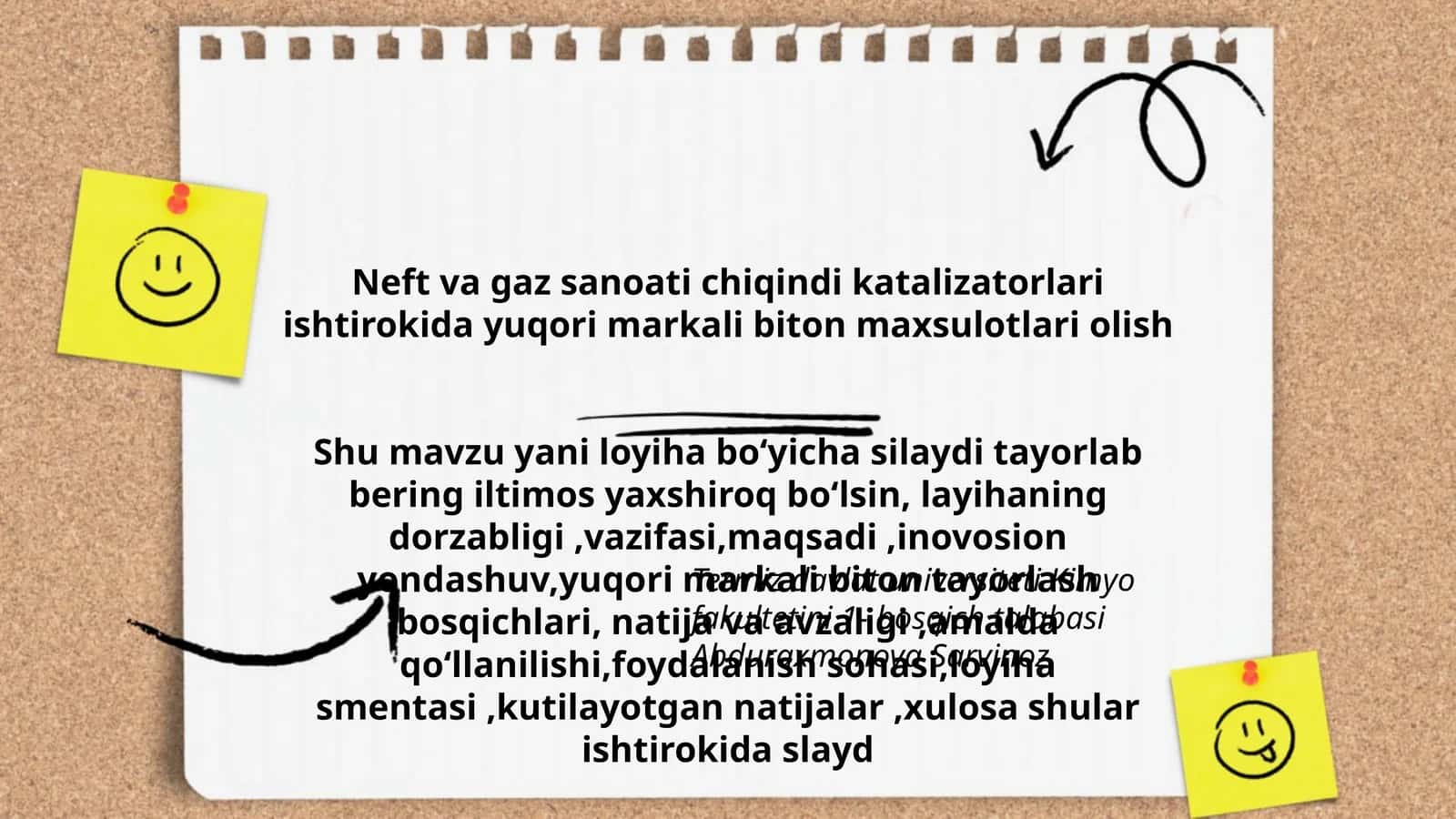 Neft va gaz sanoati chiqindi katalizatorlari ishtirokida yuqori markali biton maxsulotlari olish