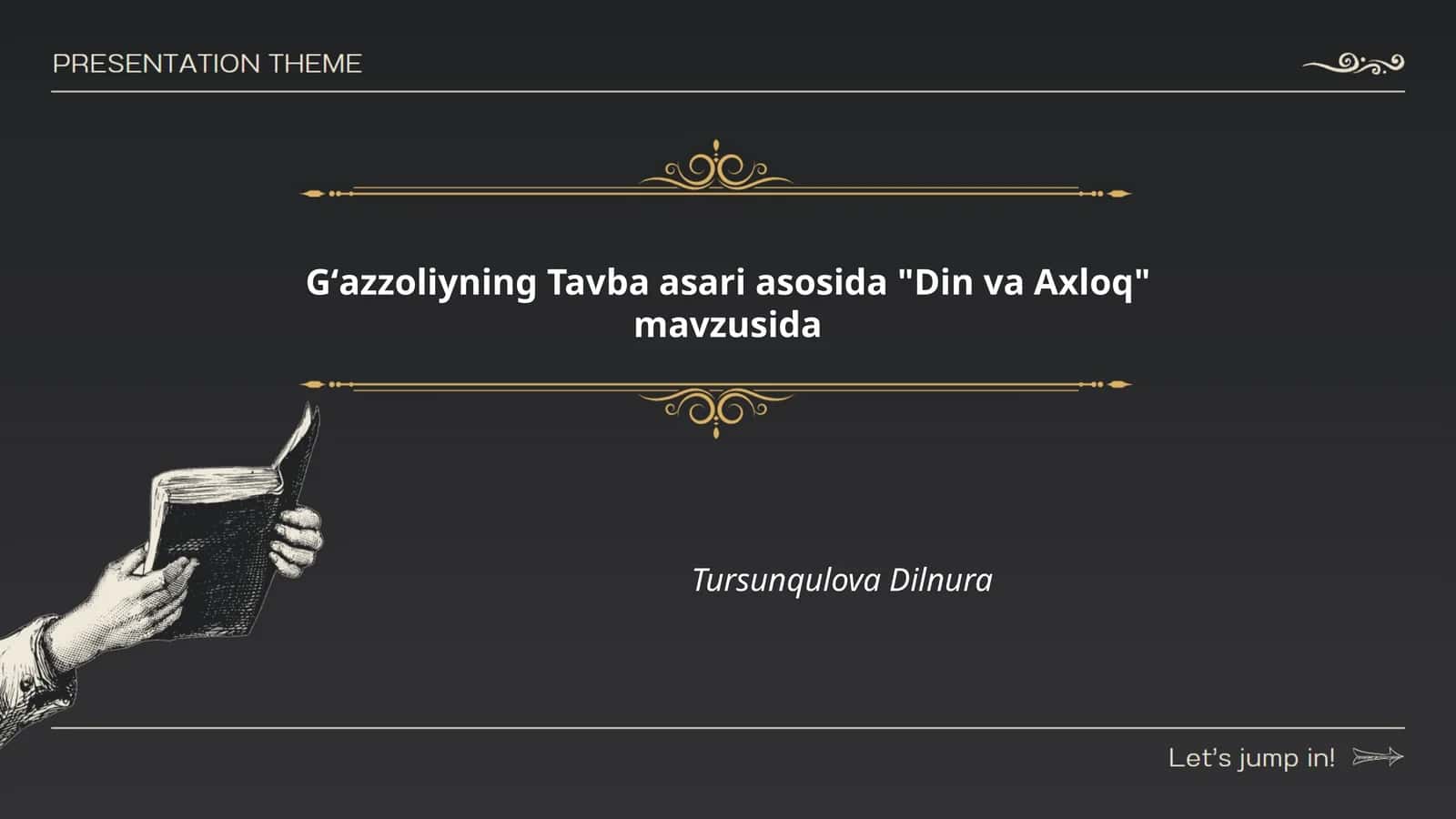 Gʻazzoliyning Tavba asari asosida "Din va Axloq" mavzusida