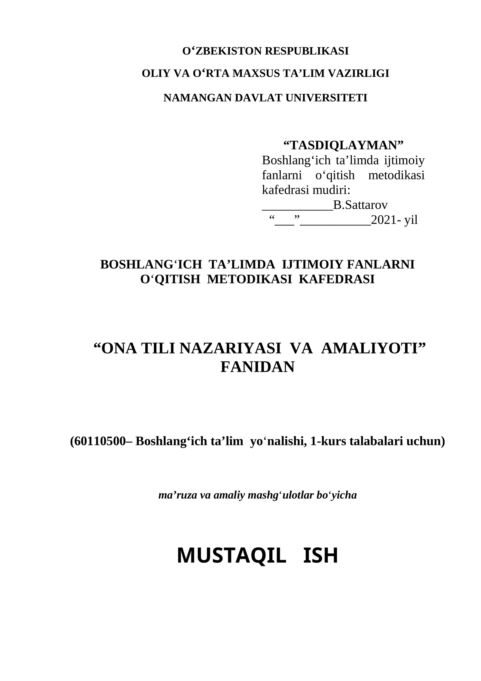 Ona tili nazariyasi va amaliyoti
