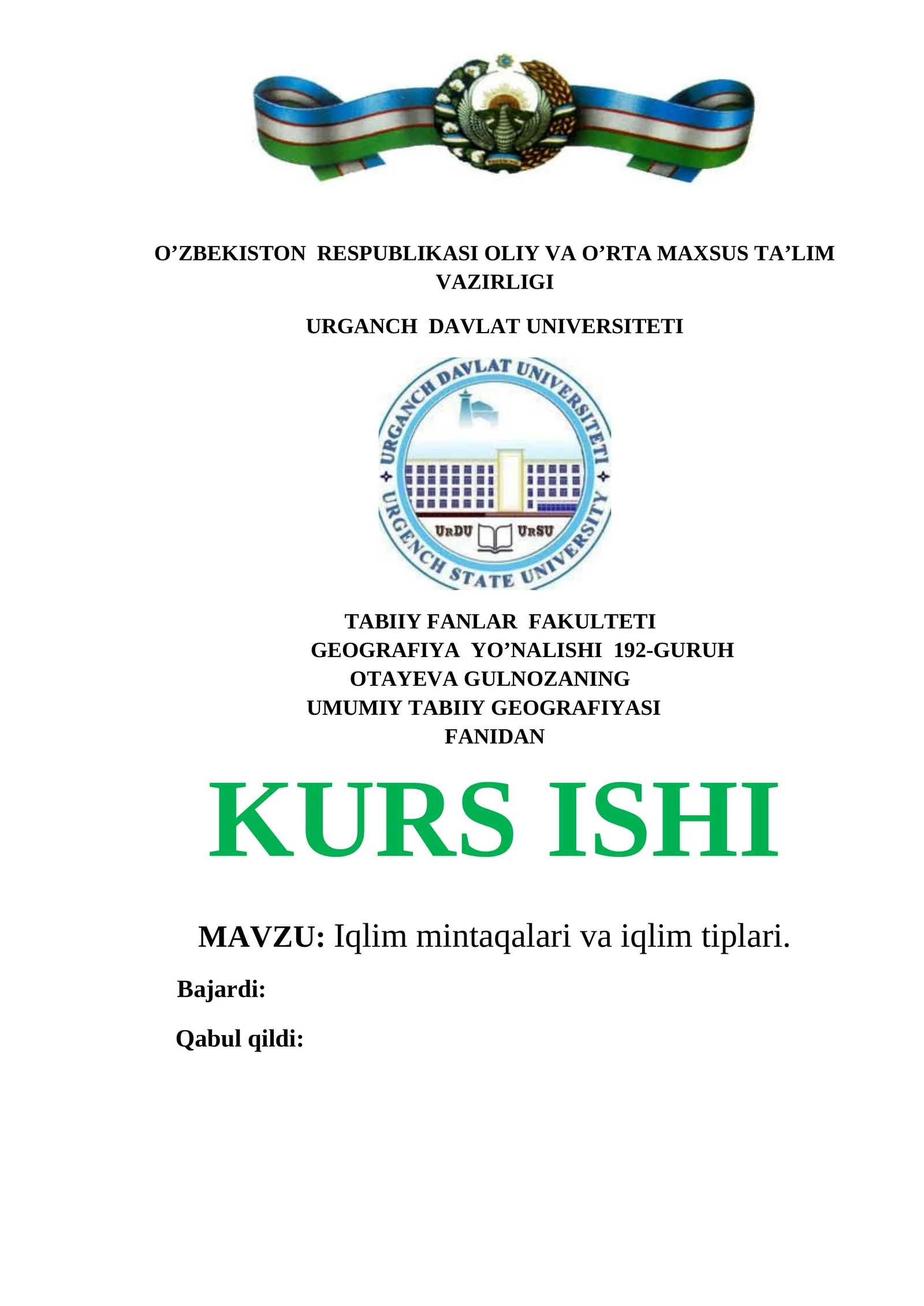 Iqlim mintaqalari va iqlim tiplari