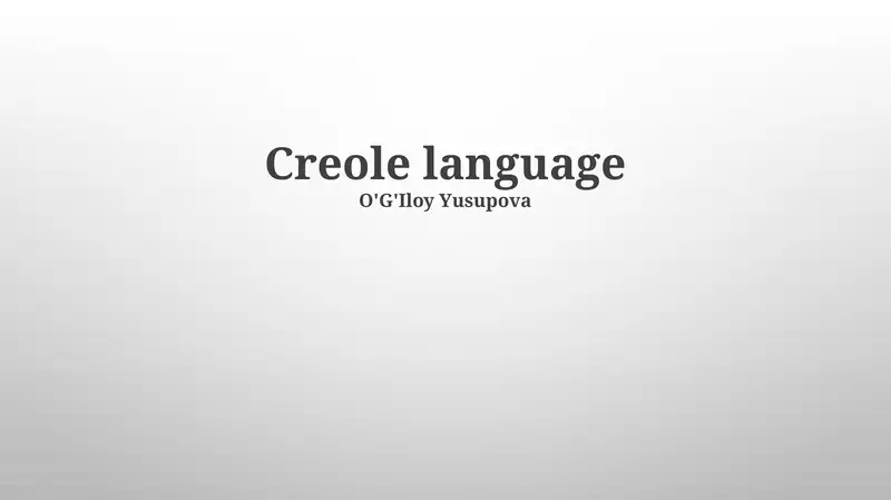 Creole Cultures and Communities