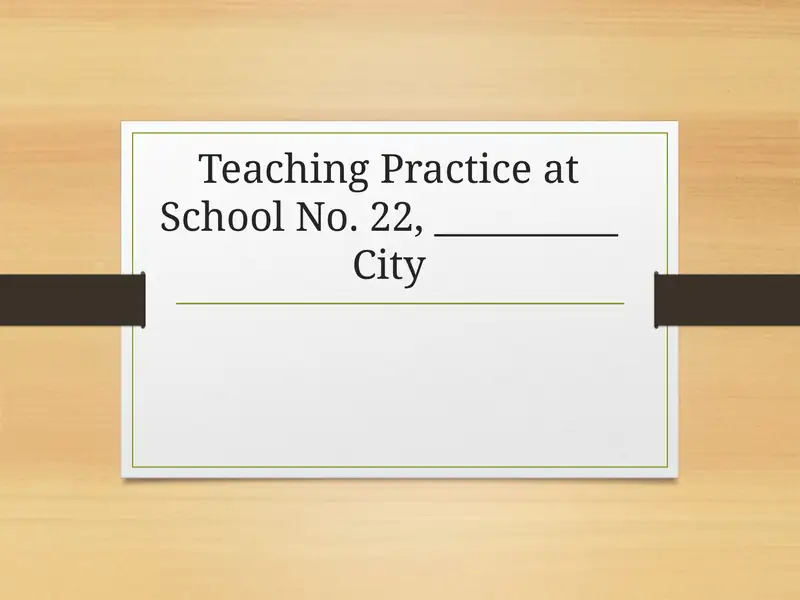 Teaching Practice at School