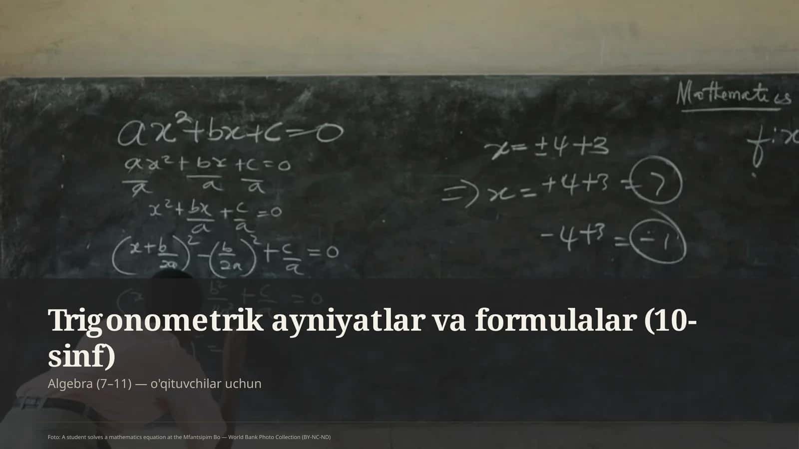 Trigonometrik ayniyatlar va formulalar (10-sinf)