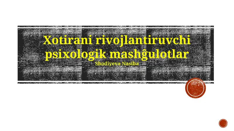 Xotirani rivojlantiruvchi psixologik mashĝulotlar