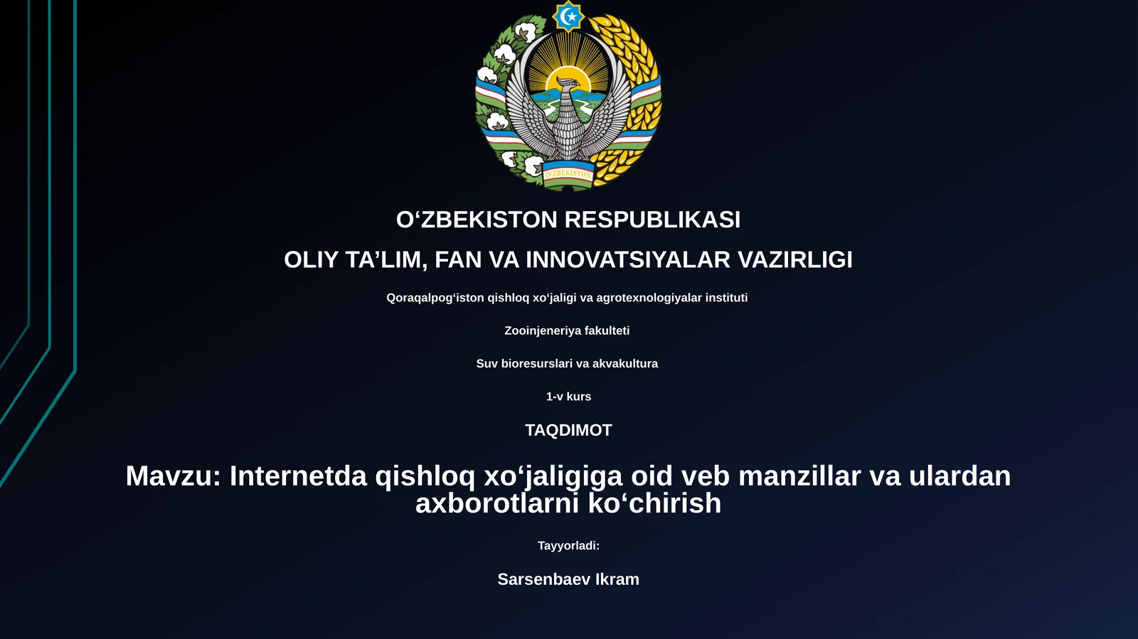 Internetda qishloq xoʻjaligiga oid veb manzillar va ulardan axborotlarni koʻchirish