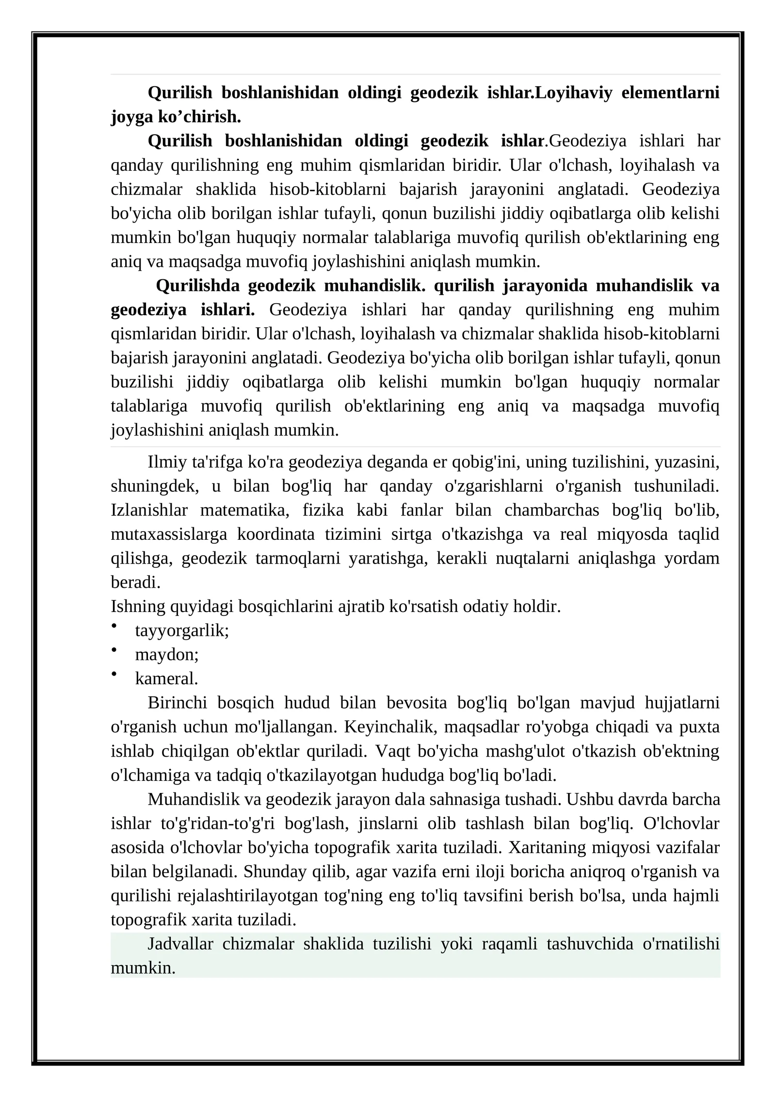 Qurilishda Geodeziya