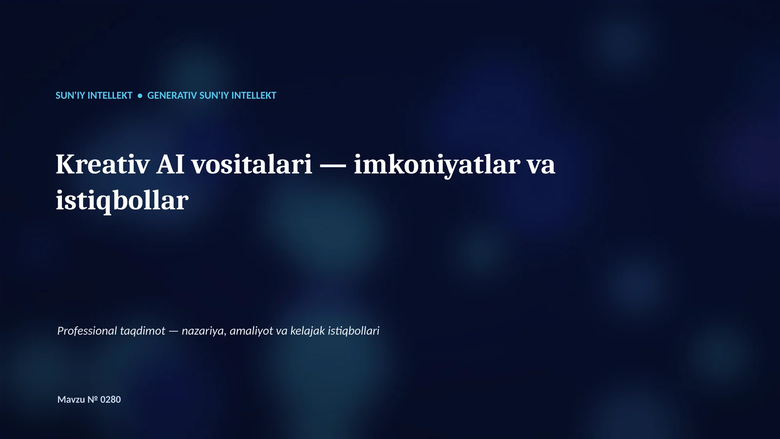 Generativ AI — matn, tasvir, ovoz va video