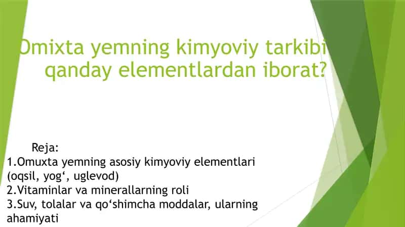Omixta Yem kimyoviy tarkibi