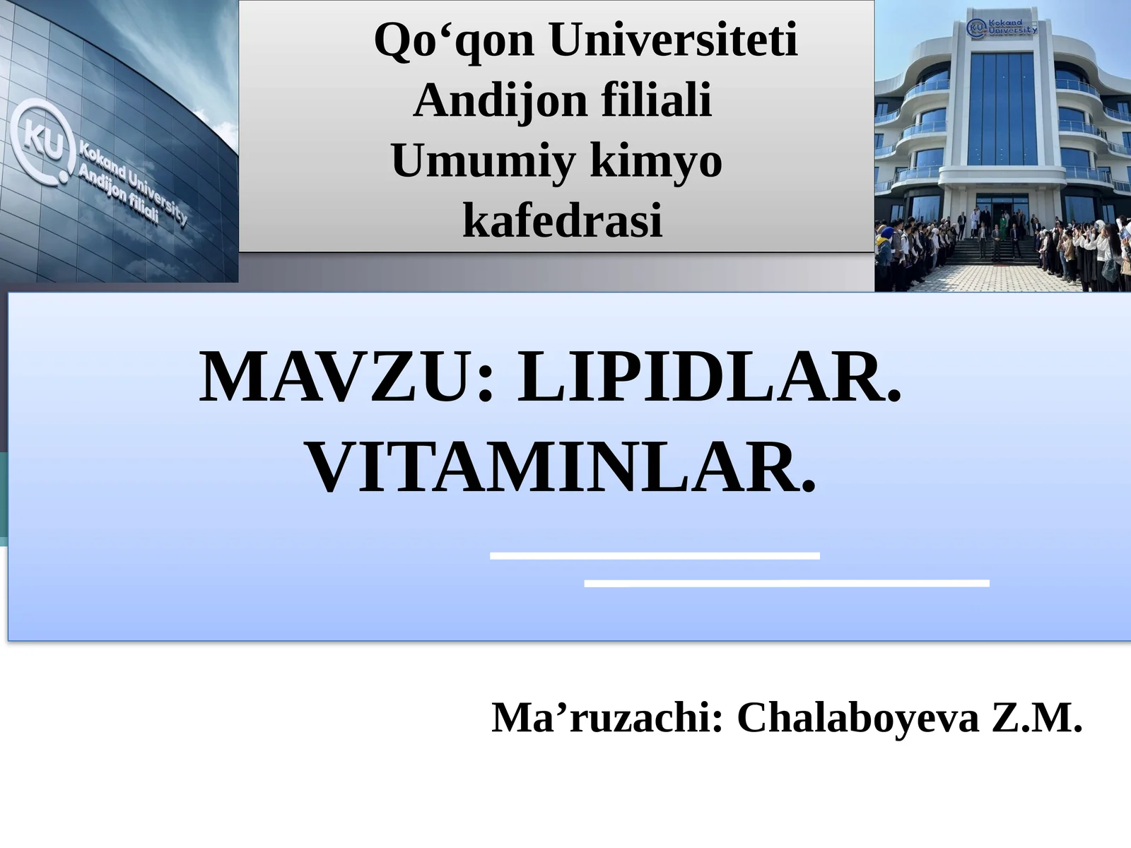 MAVZU:LIPIDLAR. VITAMINLAR