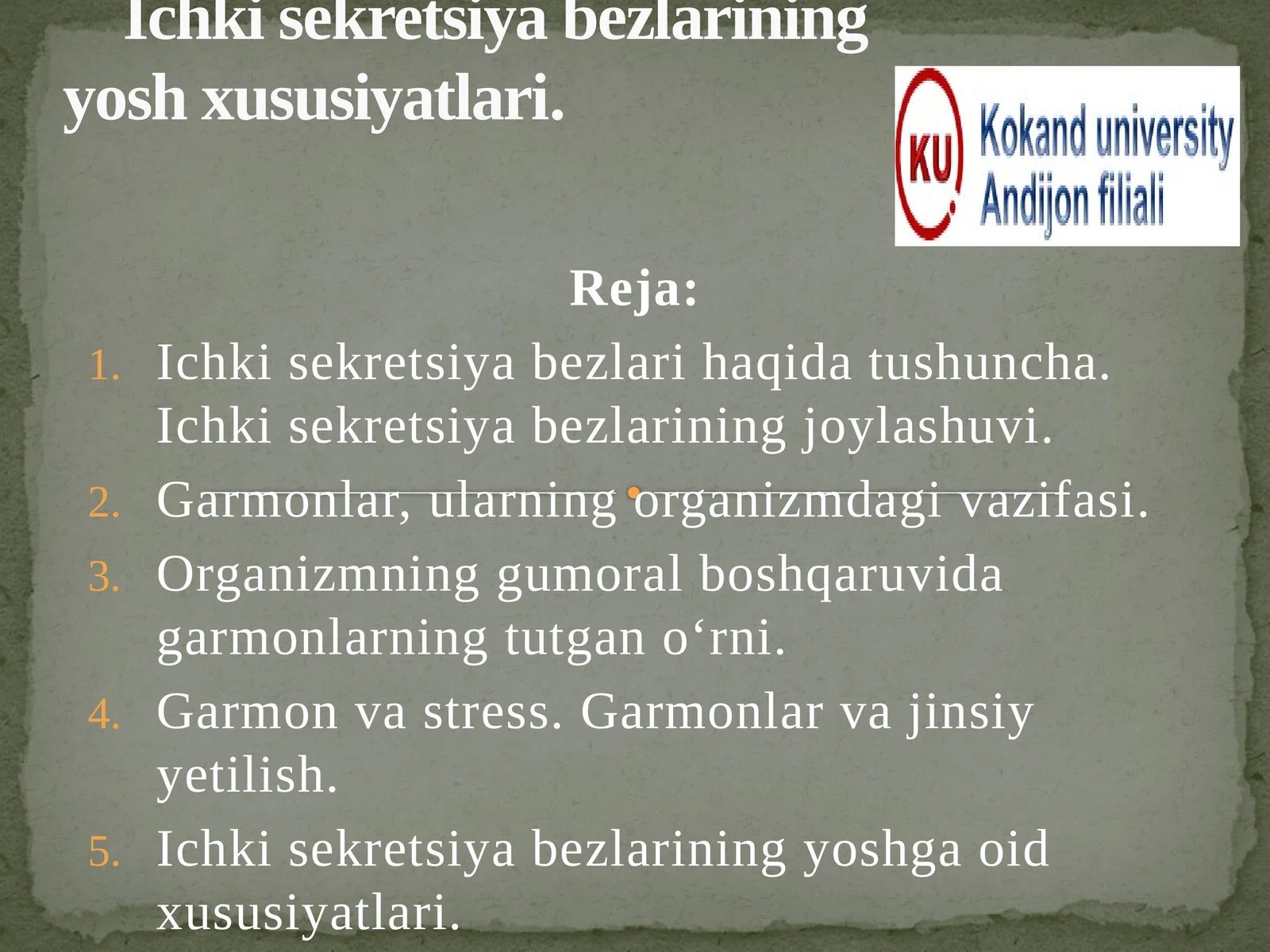 Ichki sekretsiya bezlarining yosh xususiyatlari