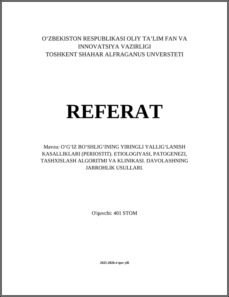 O‘g‘iz bo‘shlig‘i yiringli periostiti