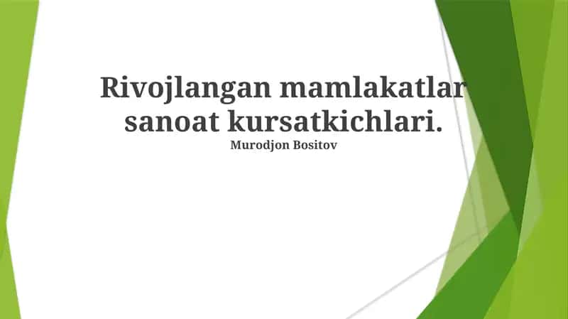 Rivojlangan mamlakatlar sanoat kursatkichlari