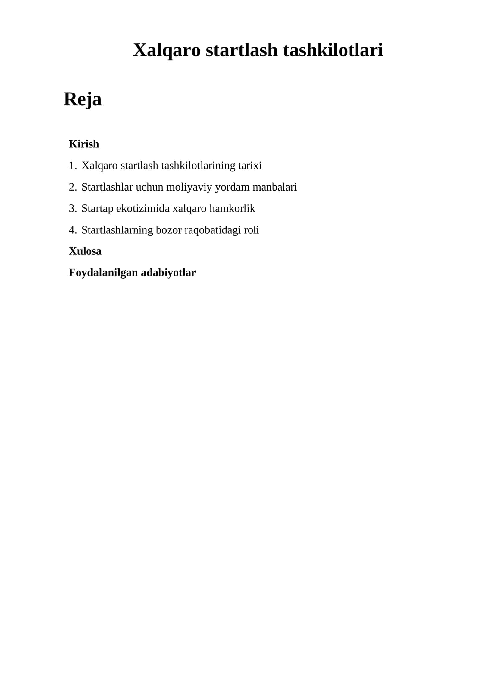 Xalqaro startlash tashkilotlari