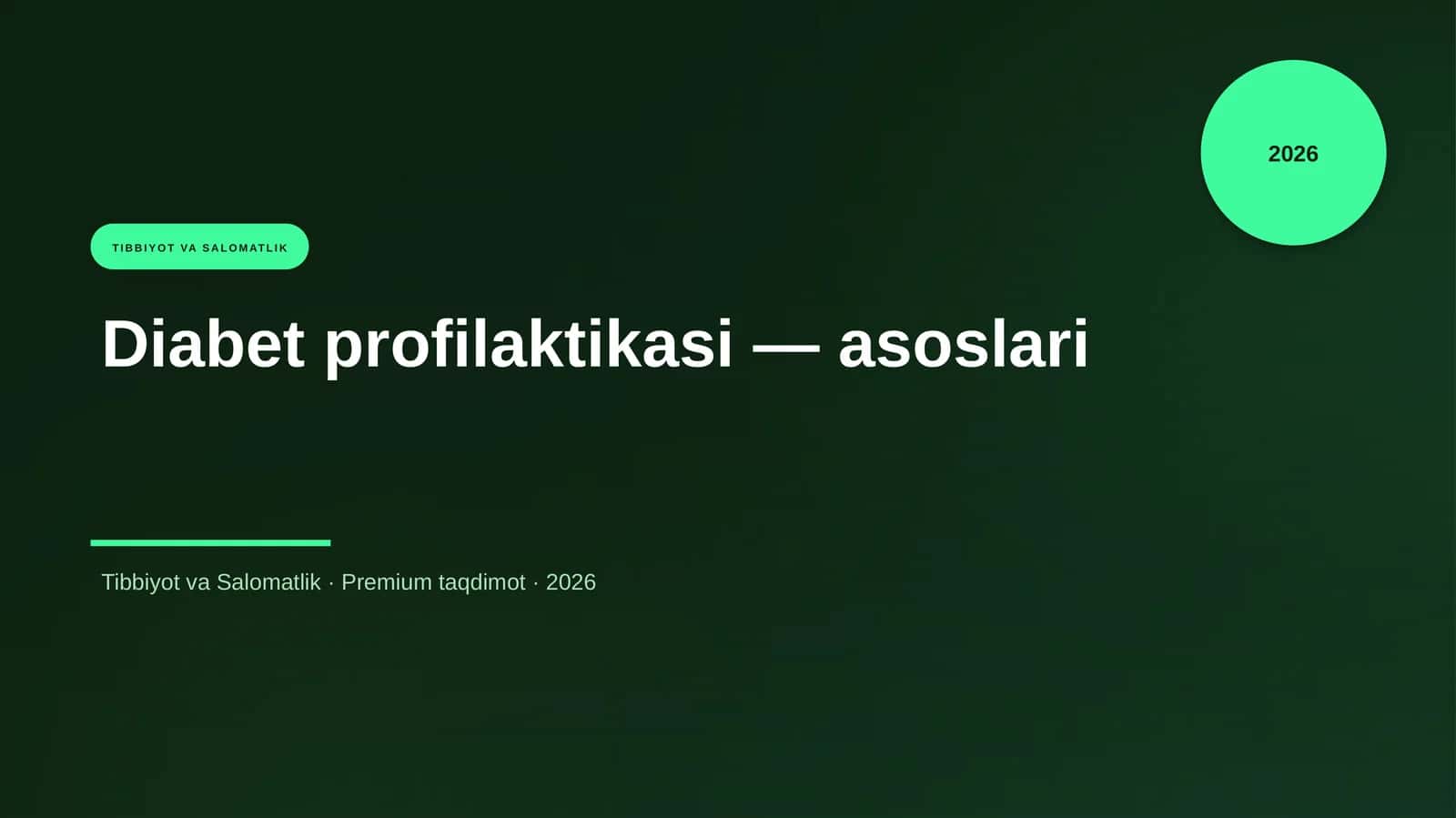 Diabet profilaktikasi — asoslari