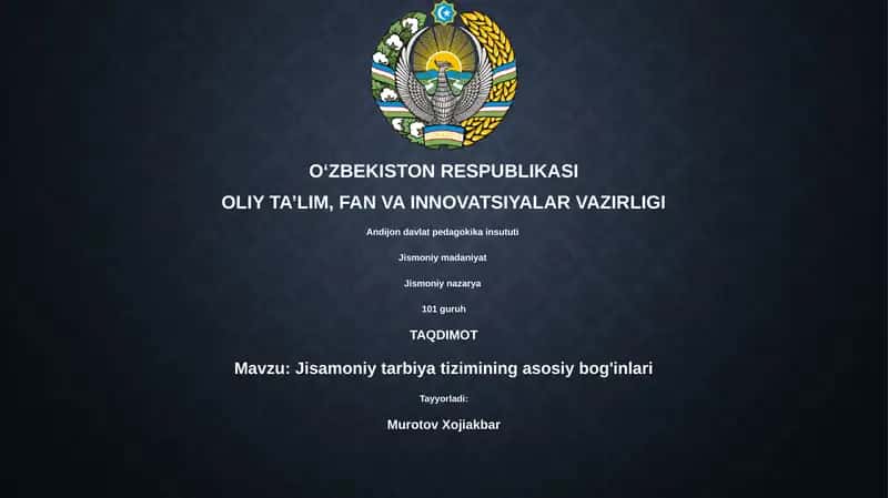 Jismoniy tarbiya tizimining asosiy bog'inlari