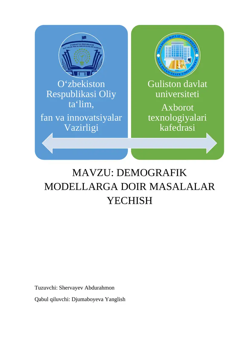 DEMOGRAFIK MODELLARGA DOIR MASALALAR YECHISH