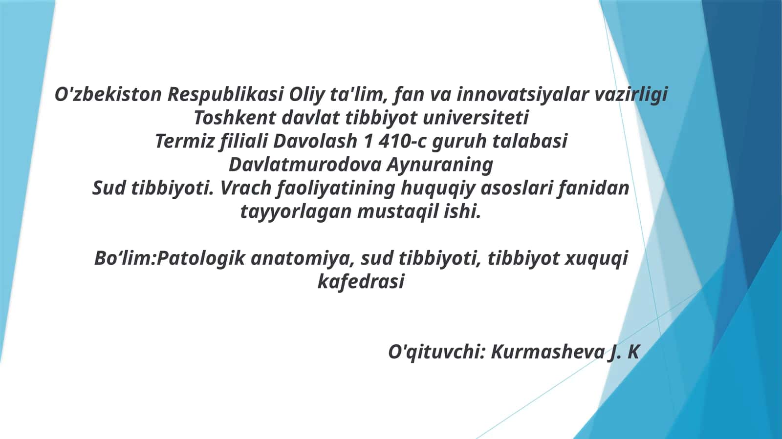 MIYA O‘LIMINING DIAGNOSTIKASI