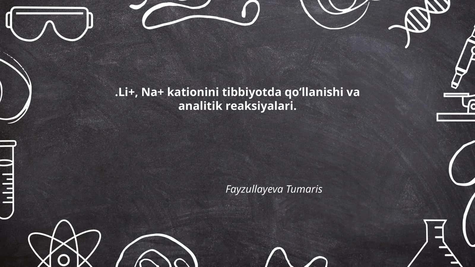 Li+, Na+ kationini tibbiyotda qo‘llanishi va analitik reaksiyalari