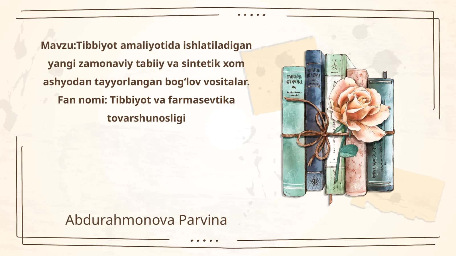 Tibbiyot va farmasevtika tovarshunosligi