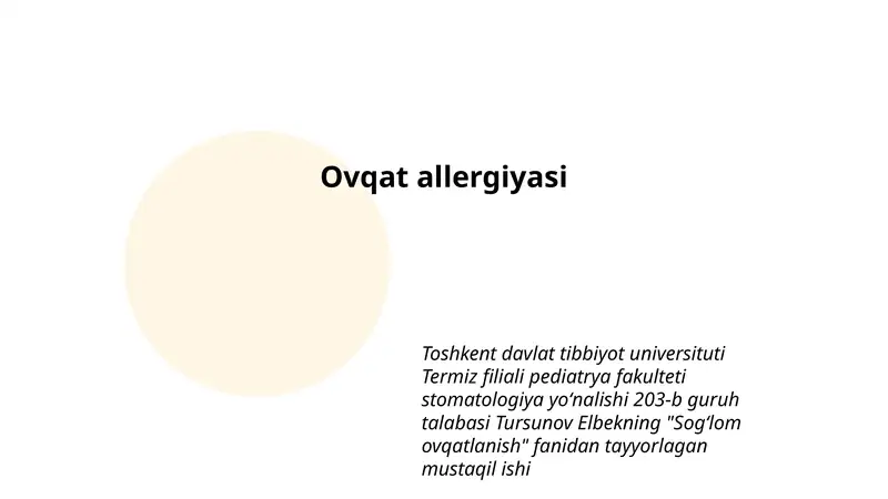 Ovqat allergiyasi