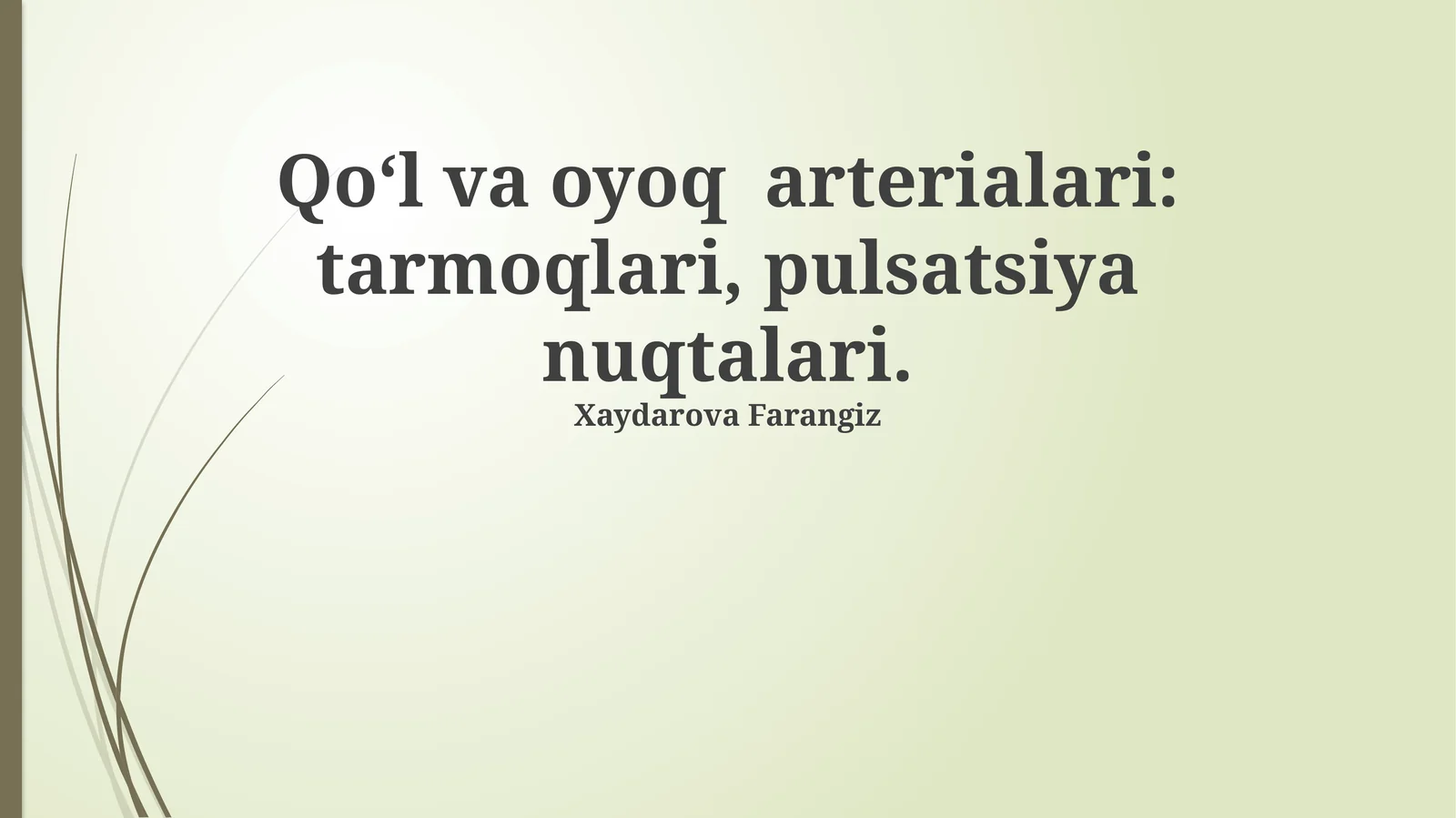 Qo'l va oyoq arterialari: tarmoqlari, pulsatsiya nuqtalari