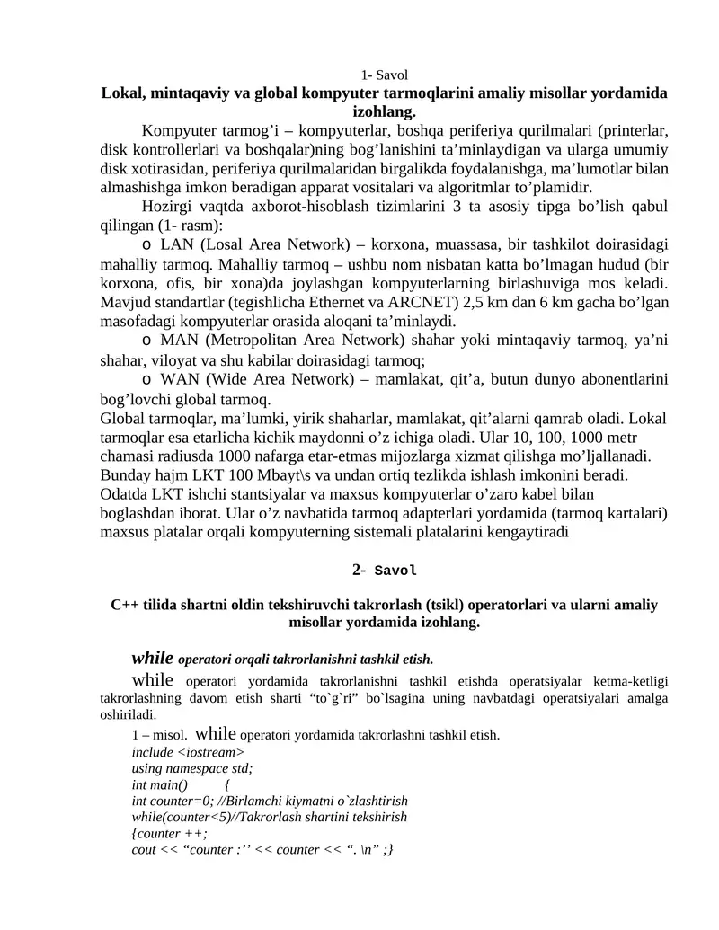 Kompyuter tarmog’i