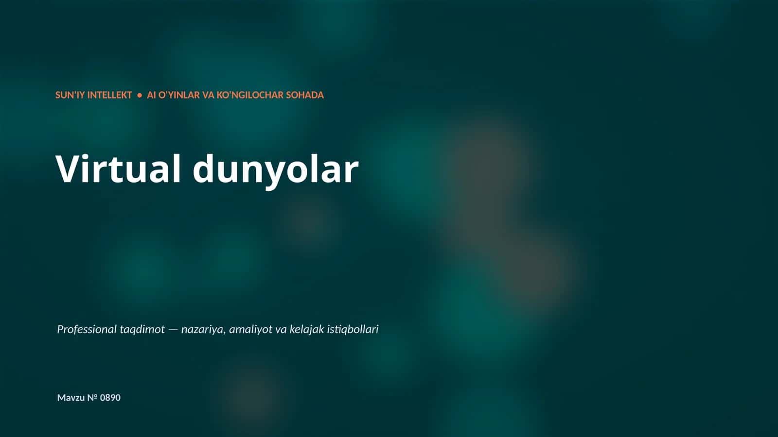 SUN'IY INTELLEKT • AI O'YINLAR VA KO'NGILOCHAR SOHADA