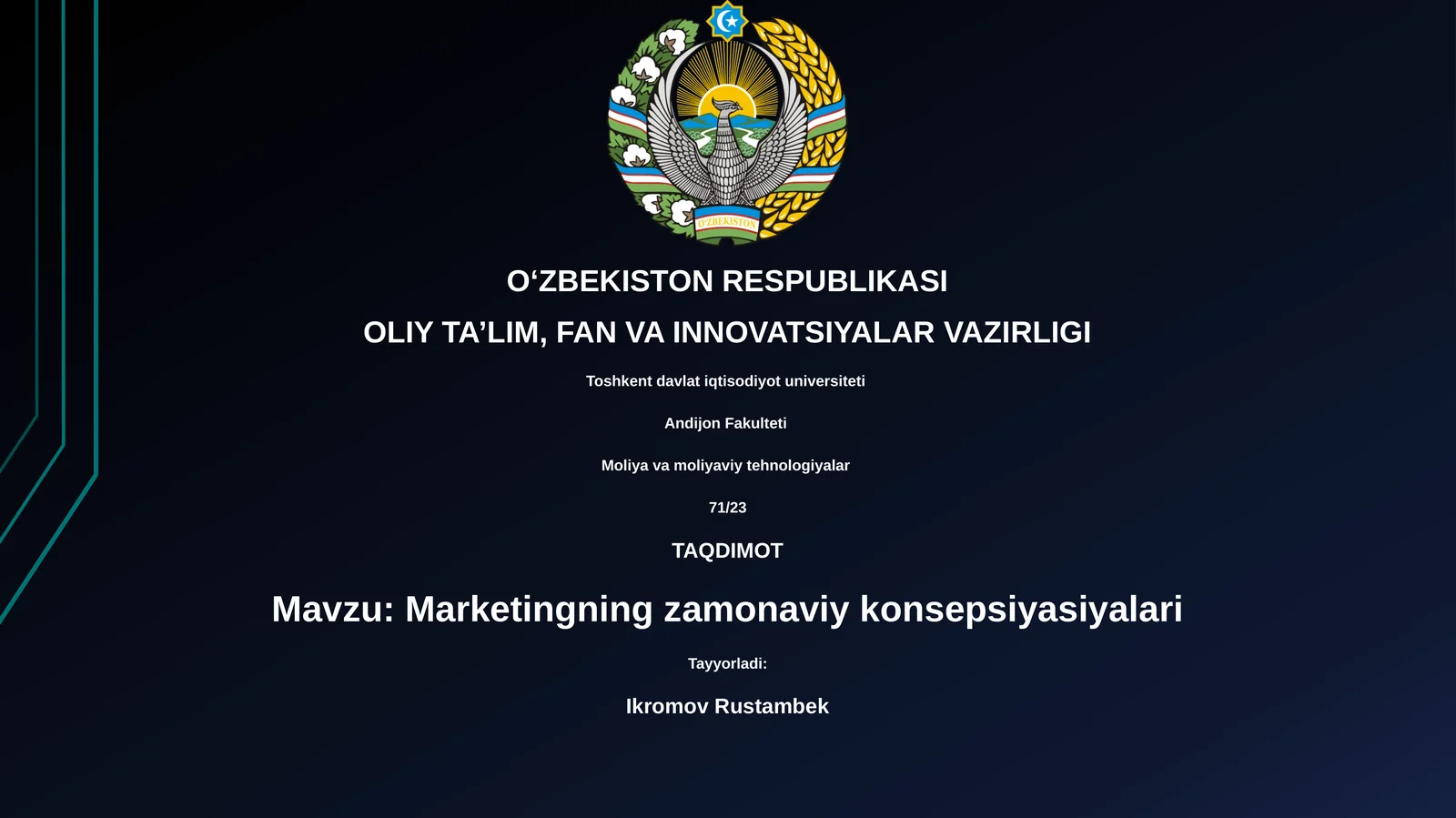 Marketingning zamonaviy konsepsiyasiyalari