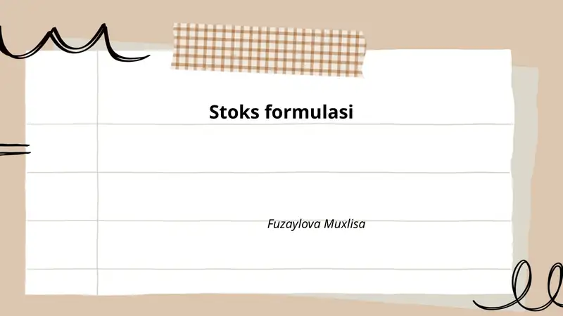 Stoks formulasi