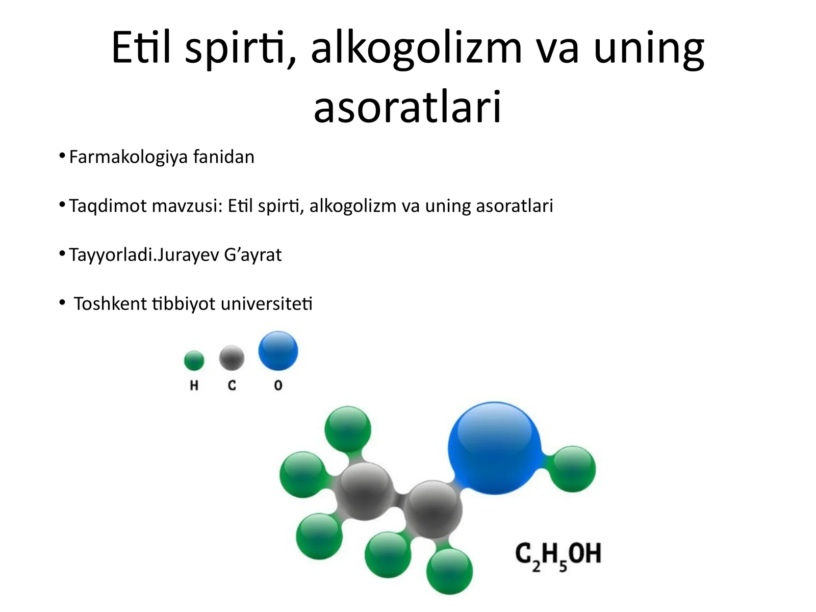 Etil spirti, alkogolizm va uning asoratlari