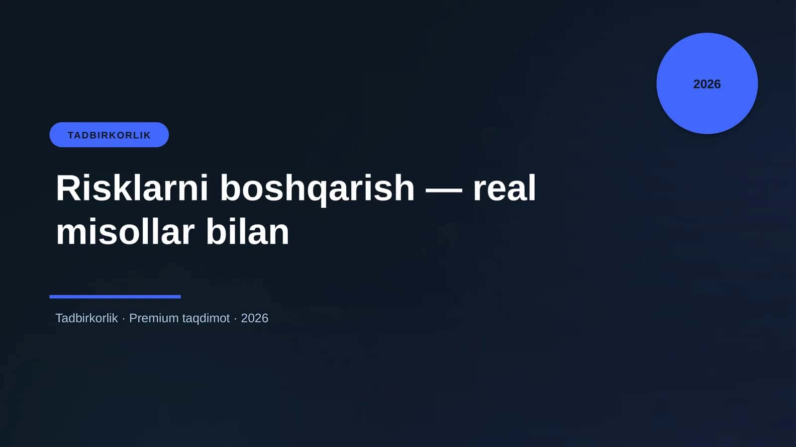 Risklarni boshqarish — real misollar bilan