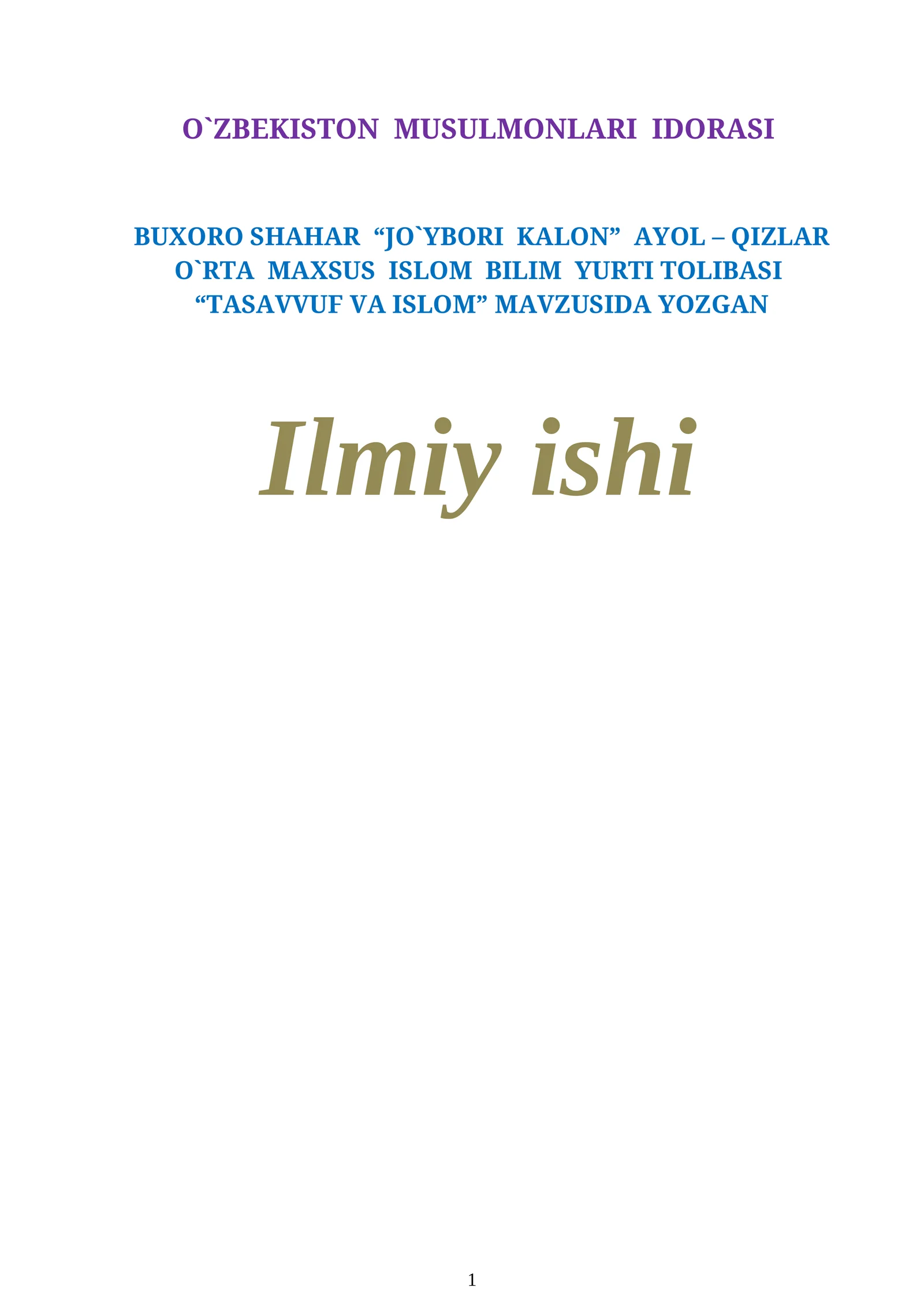 TASAVVUF VA ISLOM