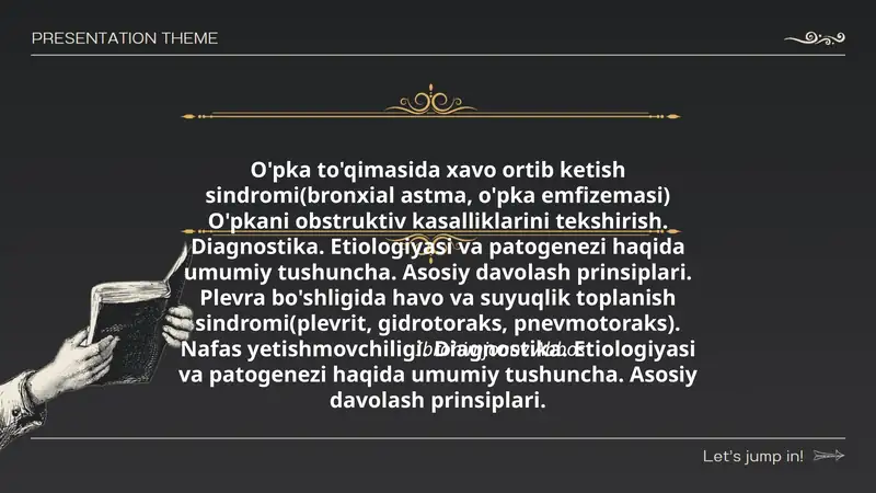 O'pka to'qimasida xavo ortib ketish sindromi(bronxial astma, o'pka emfizemasi)