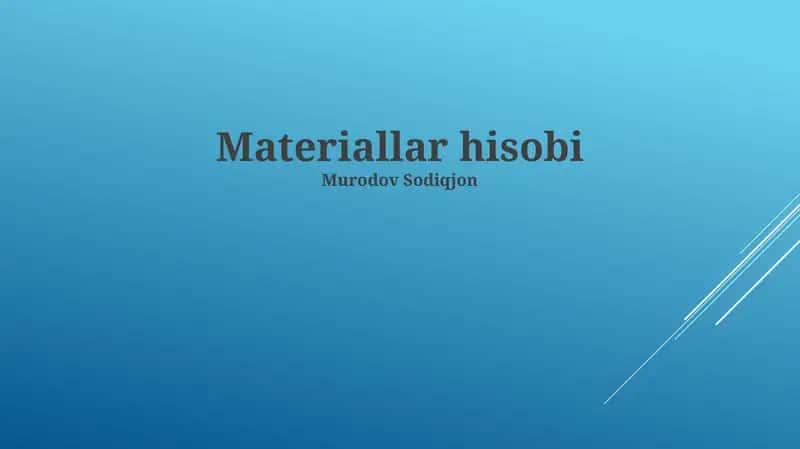 Materiallar hisobi