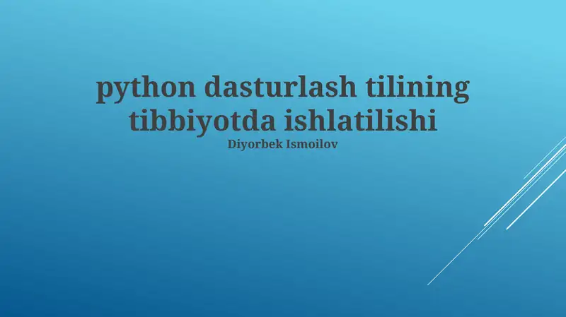 Tibbiyotda Python dasturlash tili