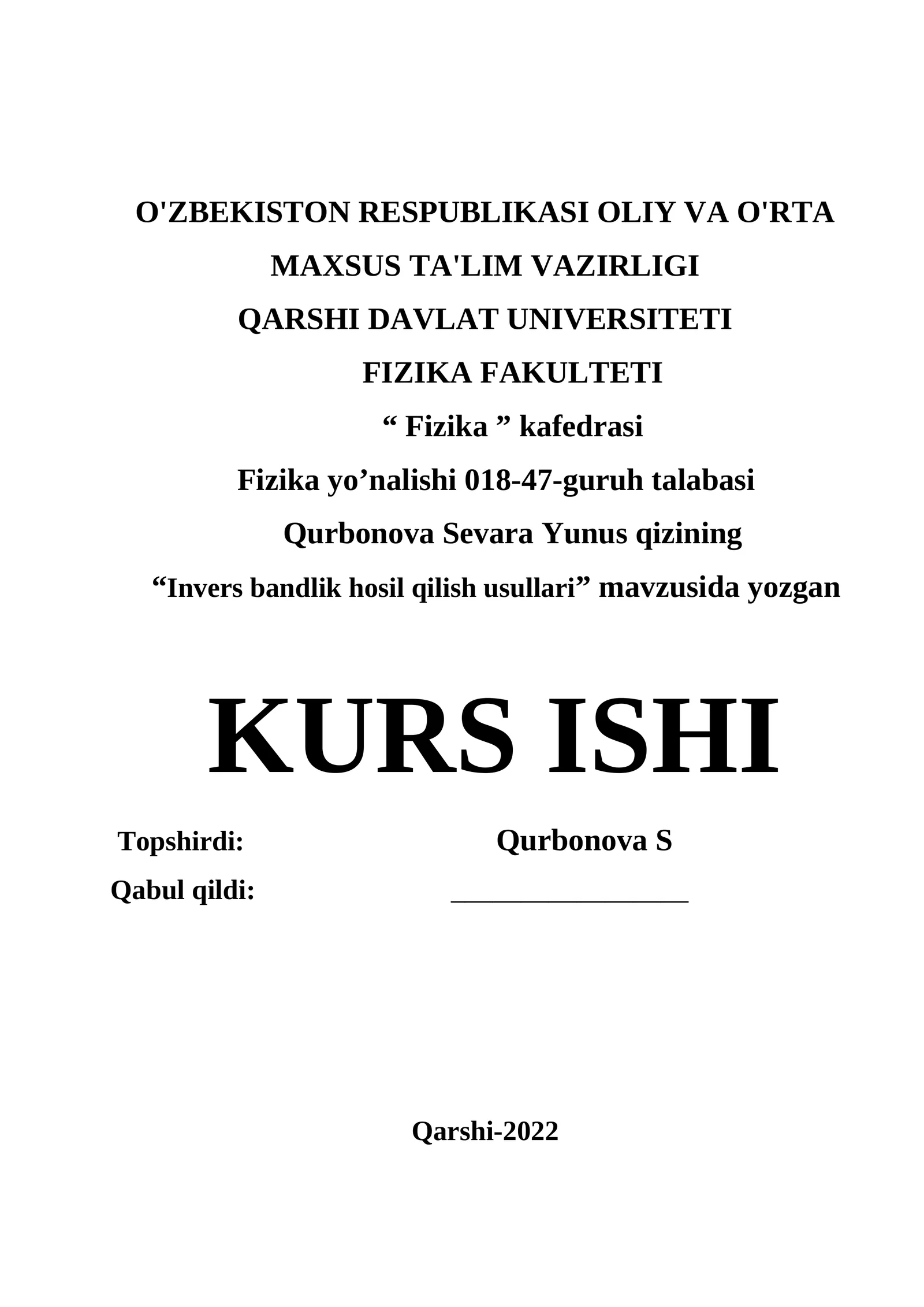 Invers bandlik hosil qilish usullari