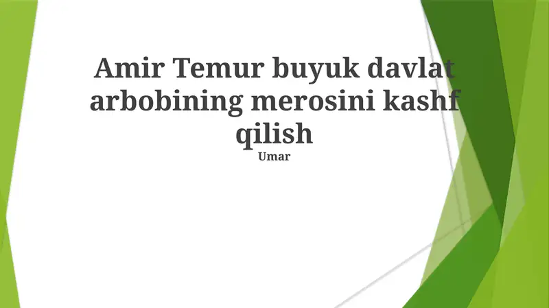 Amir Temurning buyuk davlat arbobining merosini kashf qilish