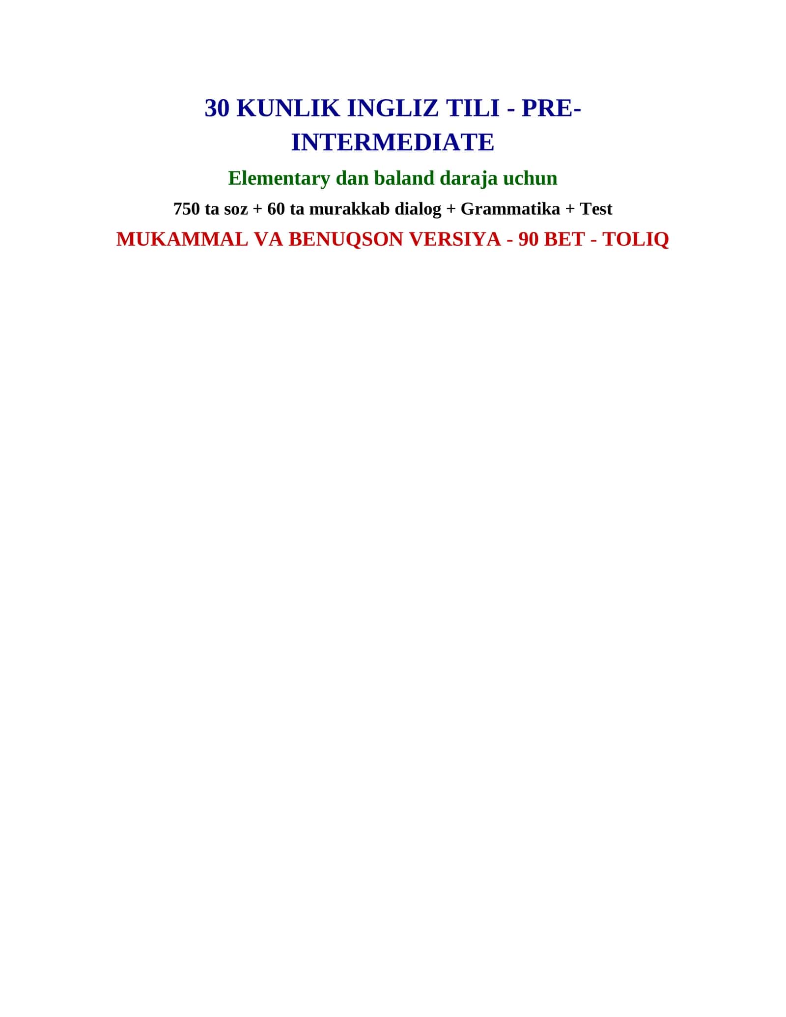 INGLIZ-TILI | Pre-Intermediate