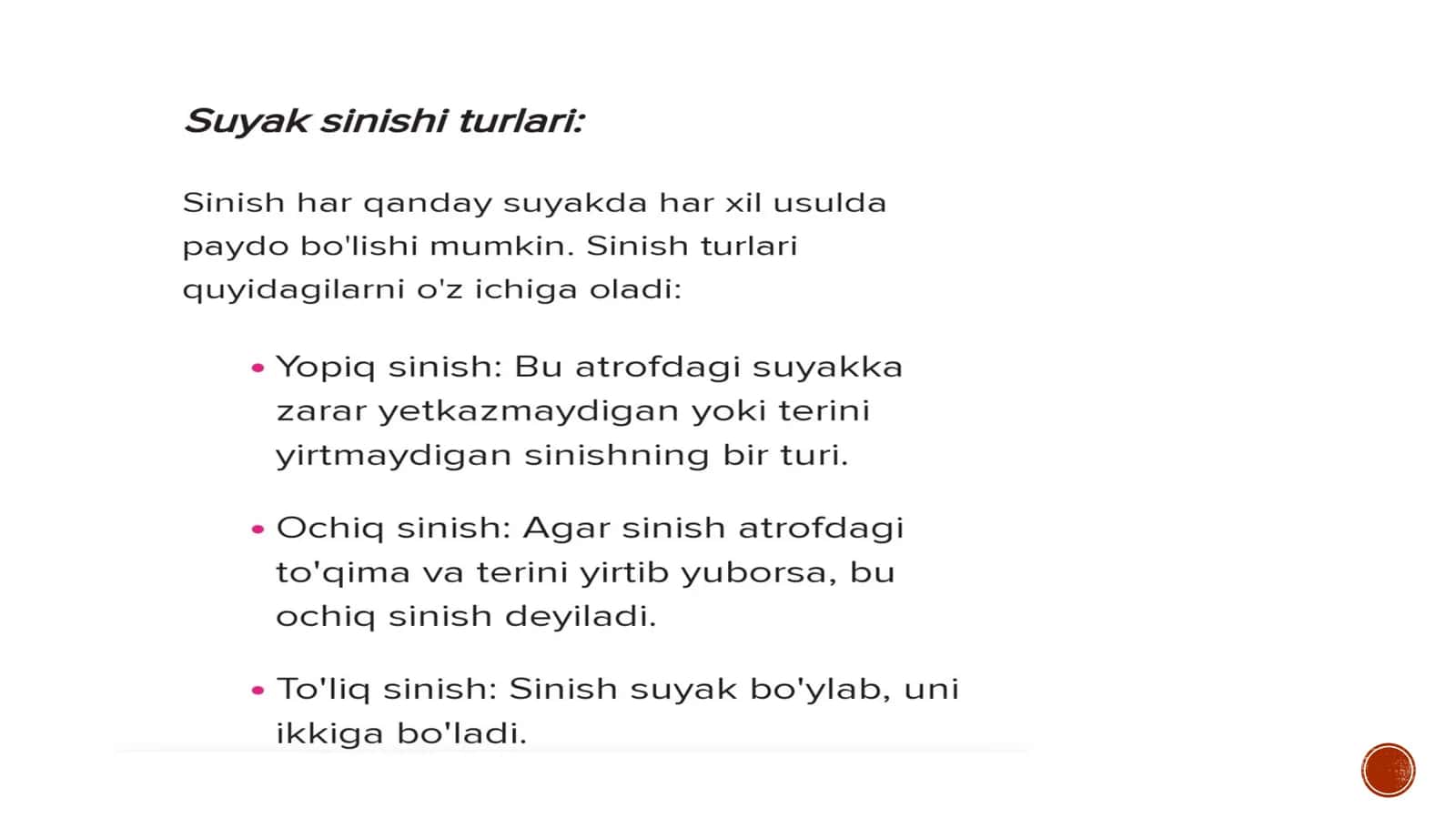 Suyak sinishi turlari