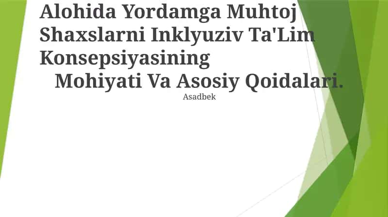 Inklyuziv Ta'lim Konsepsiyasi