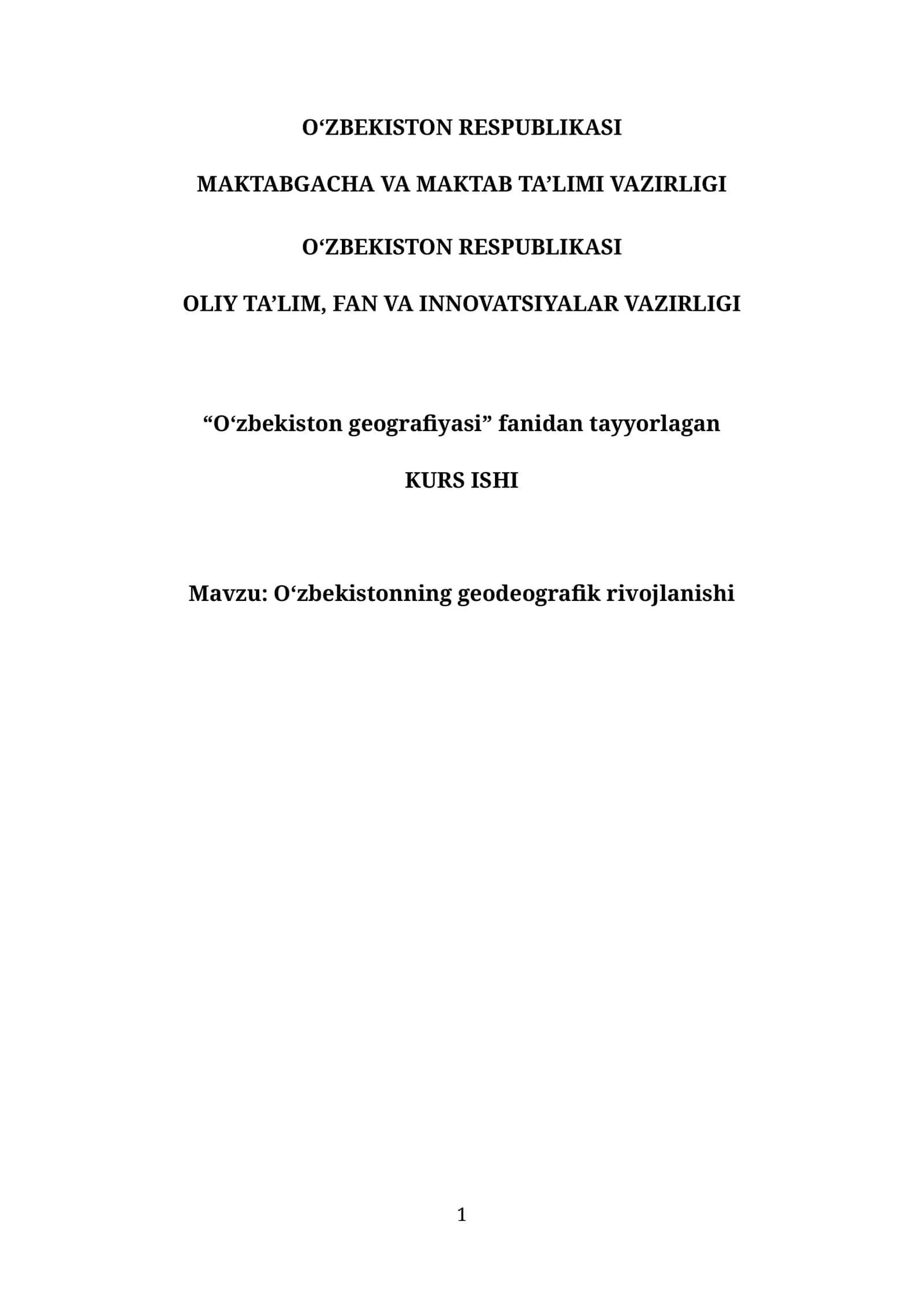 oʻzbekistonning geodemografik rivojlanishi