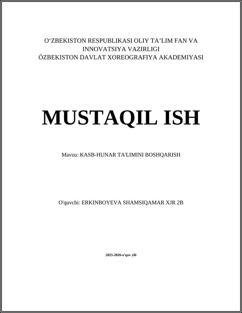 Kasb-hunar ta'limini boshqarish
