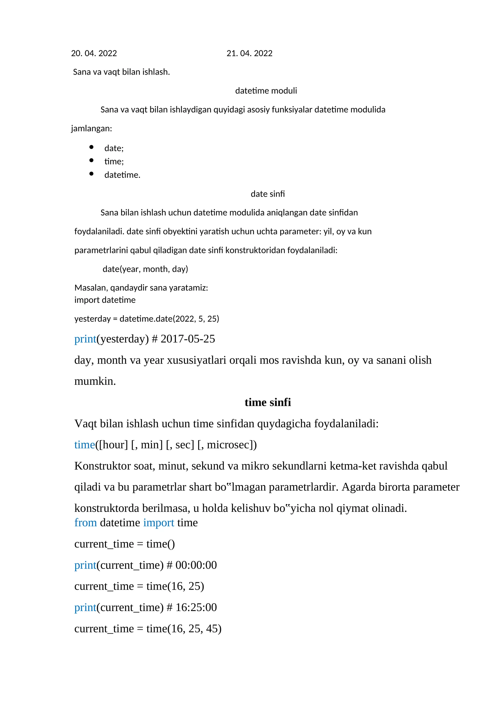 datetime moduli