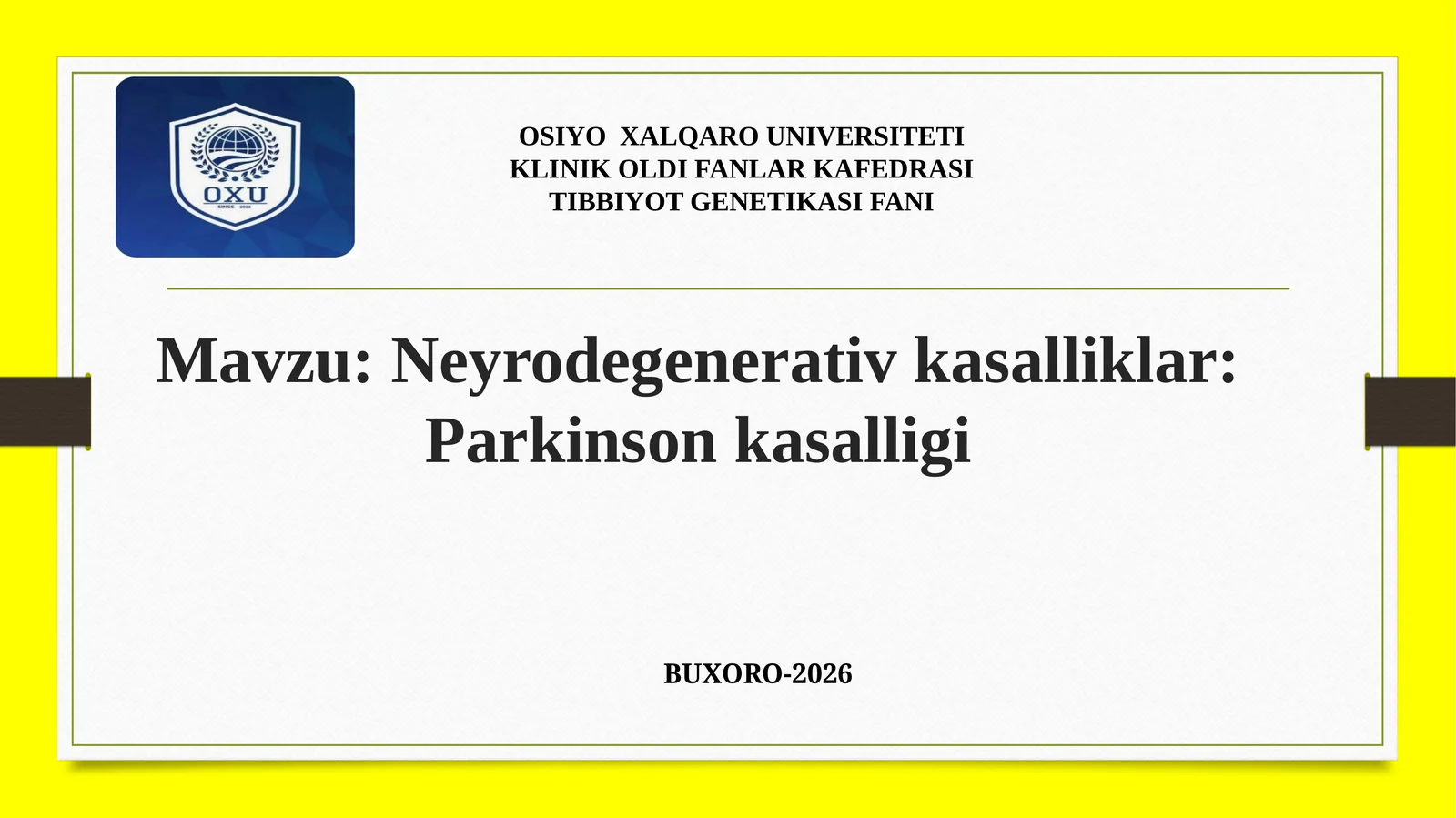 Neyrodegenerativ kasalliklar: Parkinson kasalligi